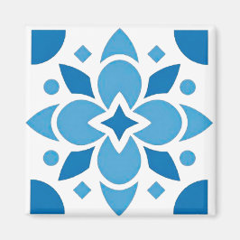 Portuguese Azulejo Tile Blue Pattern Square Magnet マグネット
