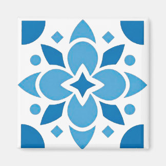 Portuguese Azulejo Tile Blue Pattern Square Magnet マグネット