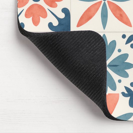 Portuguese Azulejo Tile Pattern Mousepad – Blue & マウスパッド (コーナー)