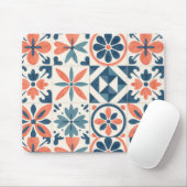 Portuguese Azulejo Tile Pattern Mousepad – Blue & マウスパッド (マウス)