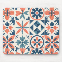 Portuguese Azulejo Tile Pattern Mousepad – Blue &  マウスパッド
