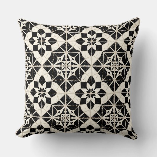 Portuguese Azulejo Tile Pattern Throw Pillow – Bla クッション (正面)