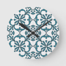 Portuguese Azulejo Wall Clock – Blue Floral Tile P