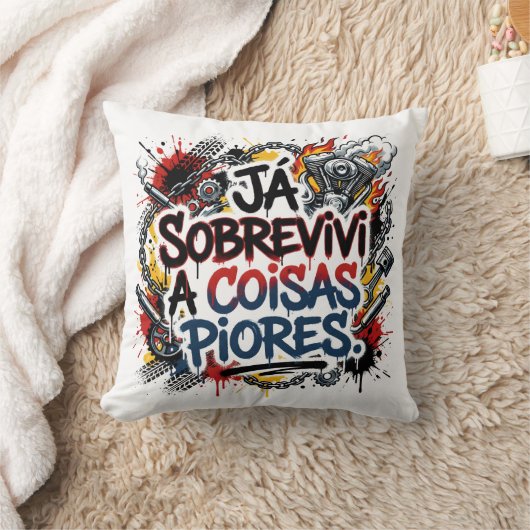 Portuguese biker quote – graffiti  クッション (ブランケット)