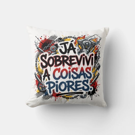 Portuguese biker quote – graffiti  クッション (正面)