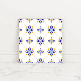 Portuguese Blue and Gold Azulejo Ceramic タイル