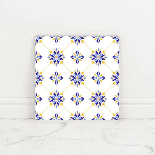 Portuguese Blue and Gold Azulejo Ceramic タイル