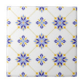 Portuguese Blue and Gold Azulejo Ceramic タイル (正面)