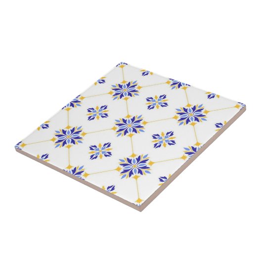 Portuguese Blue and Gold Azulejo Ceramic タイル (側面)