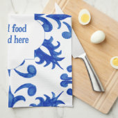 Portuguese Blue Tile central round medallion キッチンタオル (四つ折り)