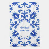 Portuguese Blue Tile central round medallion キッチンタオル (縦)