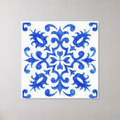 Portuguese Blue Tile central round medallion キャンバスプリント (正面)