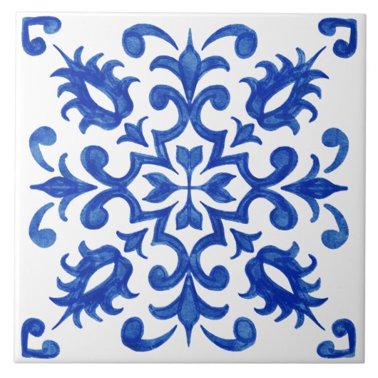 Portuguese Blue Tile central round medallion タイル (正面)