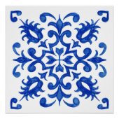 Portuguese Blue Tile central round medallion ポスター (正面)