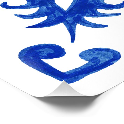 Portuguese Blue Tile central round medallion ポスター (コーナー)