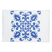 Portuguese Blue Tile central round medallion 枕カバー (裏面-左)
