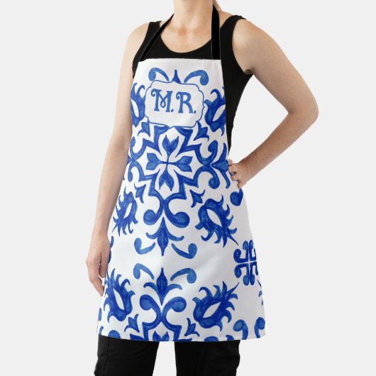 Portuguese Blue Tile Monogram  エプロン (インサイチュ)