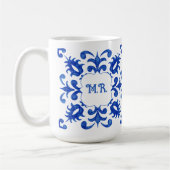 Portuguese Blue Tile Monogram コーヒーマグカップ (左)