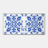 Portuguese Blue Tile Monogram  デスクマット (正面)