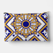 Portuguese Blue Yellow Mediterranean Floral アクセサリーポーチ (裏面)