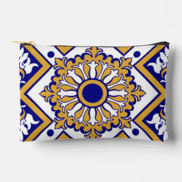Portuguese Blue Yellow Mediterranean Floral アクセサリーポーチ