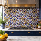 Portuguese Blue Yellow Mediterranean Floral  タイル