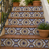 Portuguese Blue Yellow Mediterranean Floral  タイル