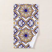 Portuguese Blue Yellow Mediterranean Floral バスタオルセット (ハンドタオル)