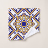 Portuguese Blue Yellow Mediterranean Floral バスタオルセット (ウォッシュタオル)