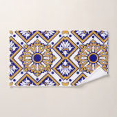 Portuguese Blue Yellow Mediterranean Floral バスタオルセット (ハンドタオル)