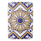 Portuguese Blue Yellow Mediterranean Floral  バスマット (正面縦)