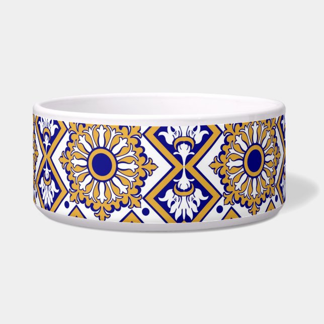 Portuguese Blue Yellow Mediterranean Floral  ボウル (正面)