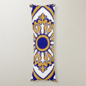 Portuguese Blue Yellow Mediterranean Floral ボディピロー (正面縦)