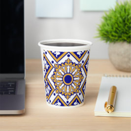 Portuguese Blue Yellow Mediterranean Floral 紙コップ