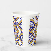Portuguese Blue Yellow Mediterranean Floral 紙コップ (右)