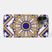 Portuguese Blue Yellow Mediterranean Floral  Case-Mate iPhoneケース (裏面(横))
