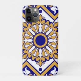Portuguese Blue Yellow Mediterranean Floral iPhone 11 Proケース