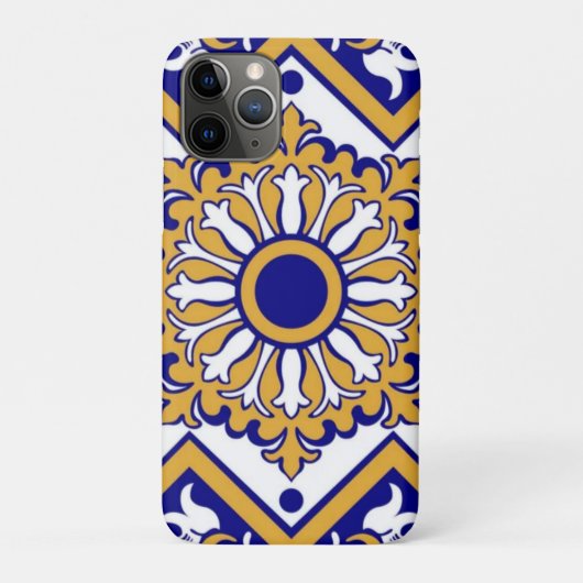 Portuguese Blue Yellow Mediterranean Floral  Case-Mate iPhoneケース (裏)