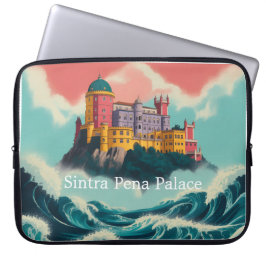 Portuguese Cliffside Palace & Ocean Waves Laptop S ラップトップスリーブ