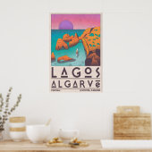 Portuguese Coast Wall Art Sunlit Cliffs and Calm ポスター (キッチン)