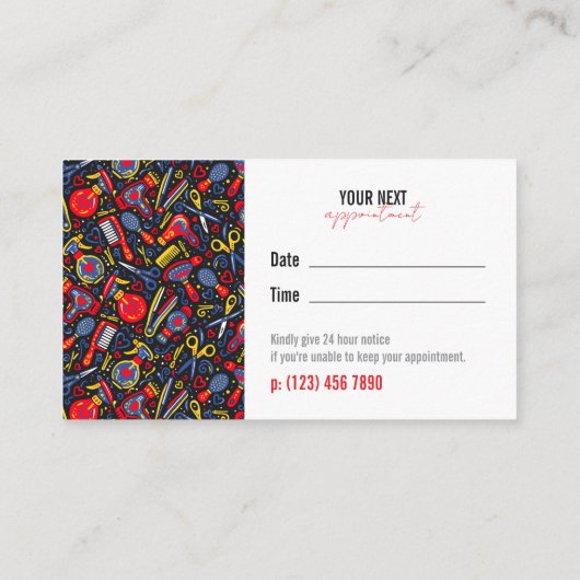 Portuguese Folk Blue & Red Appointment Reminder 名刺 (裏面)