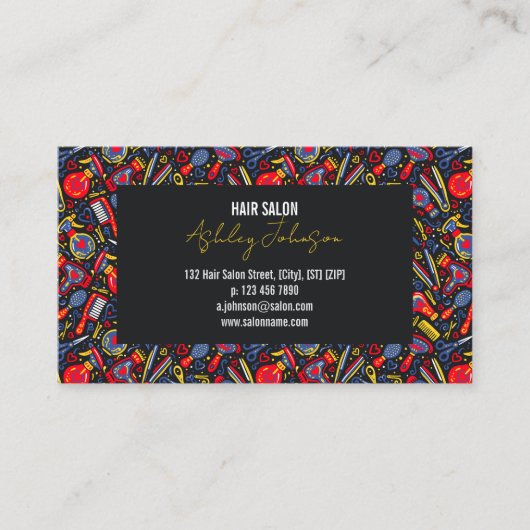 Portuguese Folk Blue & Red Appointment Reminder 名刺 (正面)