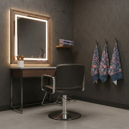 Portuguese folk hair icons — navy, blush & cream ハンドタオル