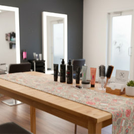 Portuguese folk hair icons — taupe & coral ショートテーブルランナー