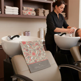 Portuguese folk hair icons — taupe & coral neutral ハンドタオル