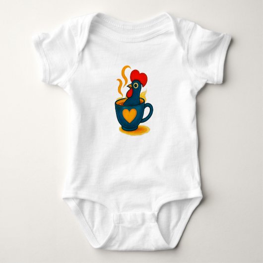 Portuguese Galo de Barcelos Coffee Baby Bodysuit – ベビーボディスーツ (正面)