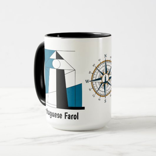 Portuguese Lighthouse Mug – Modern Farol Art Coffe マグカップ (正面左)