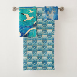 Portuguese Ocean Waves & Seagulls Towel Set – Coas バスタオルセット