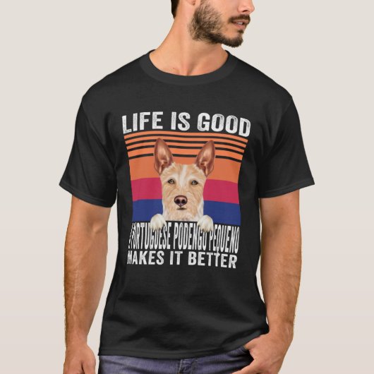 Portuguese Podengo Pequenos Makes Your Life Good V Tシャツ (正面)