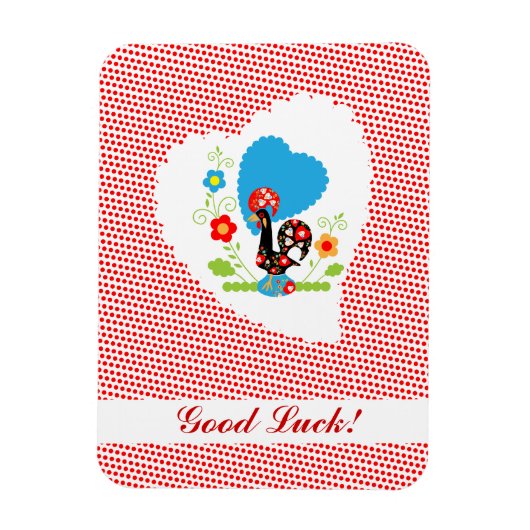 Portuguese rooster with red polka dots マグネット (縦)
